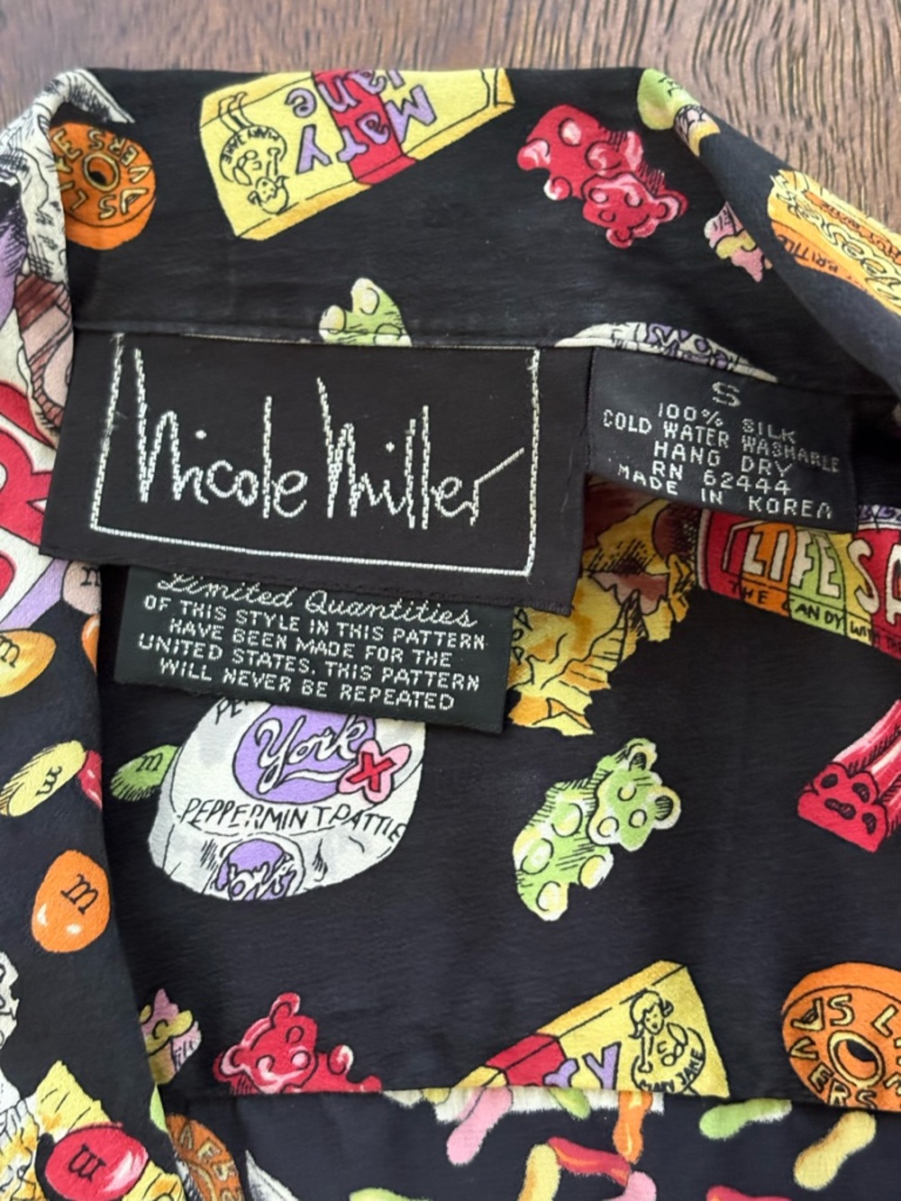 Vtg Nicole Miller 100% Silk Shirt Novelty Candy Snack Pop Art Collector Men S - Picture 4 of 8